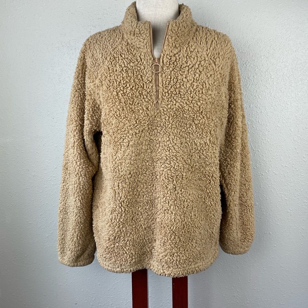 Dittos Fleece Half Zip Down Pullover Jacket Size L EUC